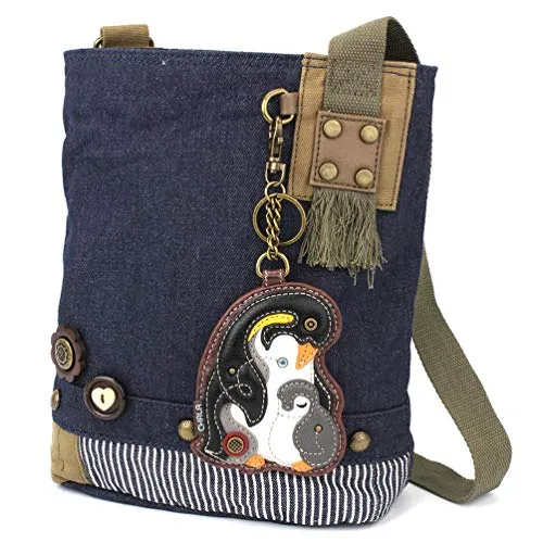 chala バッグ パッチ カバン かわいい CHALA Women Handbag Patch Crossbody - Penguin - Denimchala バッグ パッチ カバン かわいい