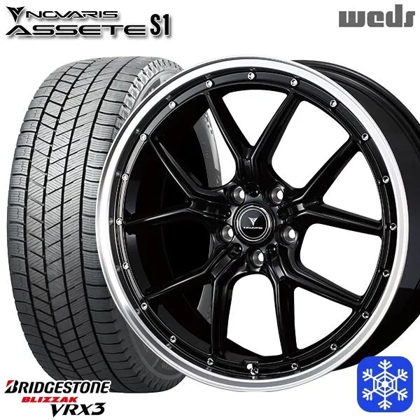 215/50R18インチ ブリヂストン ブリザック VRX3 5H114.3 スタッドレスタイヤホイール4本セット ウェッズ ノヴァリス アセット S1 BK/RP