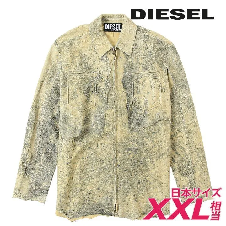ディーゼル DIESEL レザージャケット メンズ 羊革 本革 ワンポイントメタルDロゴ 未染色ラムスキン L-SAVAGE