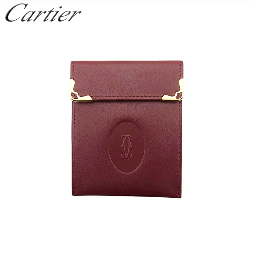 【Fashion Special Fair★29％OFFクーポン】【中古】 カルティエ カードケース パスケース メンズ可 マストライン ボルドー レザー Cartier C4509 ブランド ハイブランド ヴィンテージ 送料無料