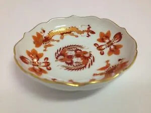【送料無料】キッチン用品・食器・調理器具・陶器 ゴールドフリルエッジのレアマイセン磁器小ボウルRare Meissen Porcelain Small Bowl with Gold Ruffled Edges