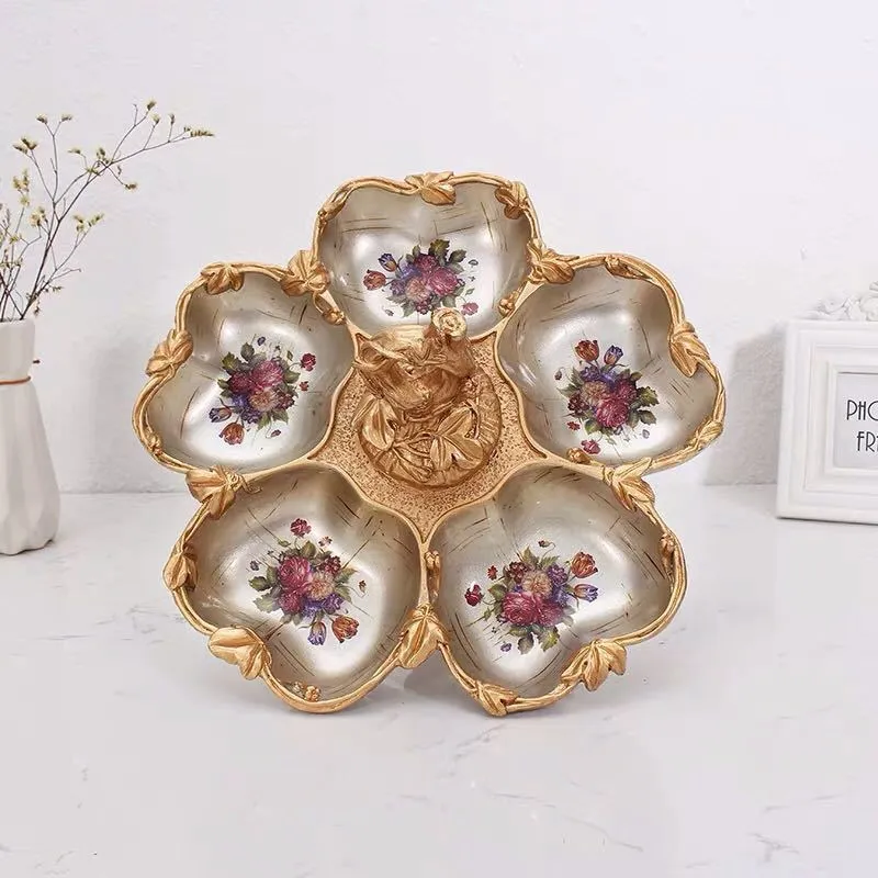 A025354高級果物皿 盛り皿 お菓子皿、フルーツプレート、花柄豪華～果物カゴ お菓子鉢