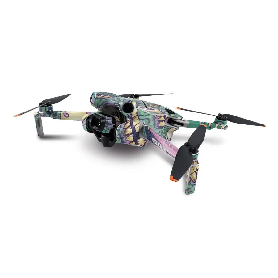 MightySkins DJI Mini 4 Pro用グリッタースキン「Eyes and Teeth」保護デカールラップ 着脱簡単