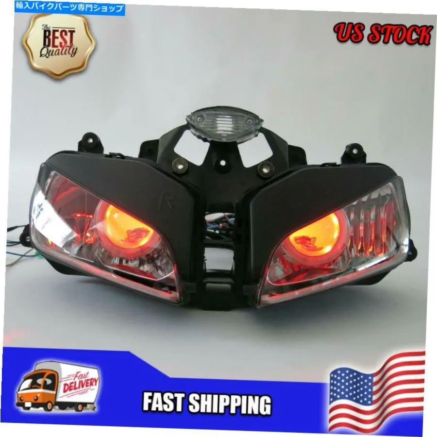 ヘッドライト MSフロントヘッドライトレッドエンジェルアイフィットホンダ2003-2006 CBR600RR F5 N004 MS Front Headlight Red Angel Eye Fit for Hon
