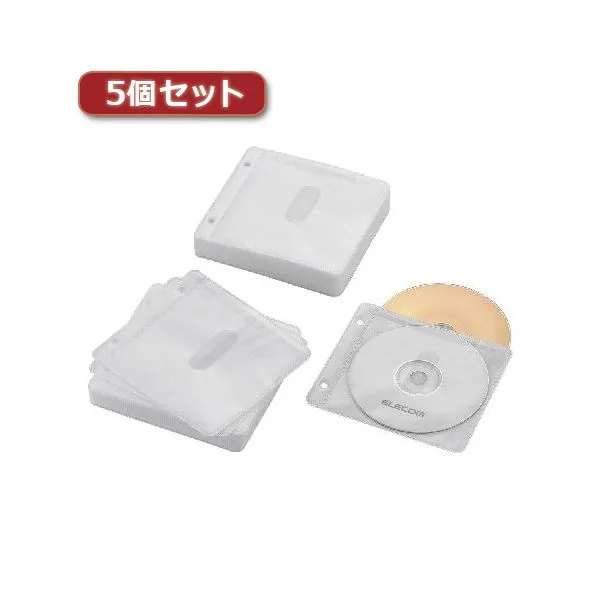 5個セットELECOM エレコム  Blu-ray ・ CD ・ DVD対応不織布ケース 2穴 CCD-NBWB120WH CCD-NBWB120WHX5パソコン  DVDケース CDケース Blu-rayケース