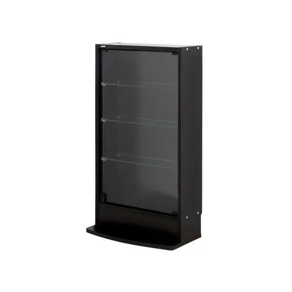 コレクションケース/収納棚 〔レギュラー ロータイプ 本体 奥行19cm ブラック〕 幅54.1cm 強化ガラス扉 棚板 〔組立品〕