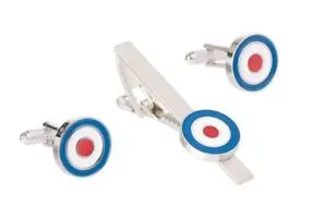 【送料無料】メンズアクセサリ― シマメノウロンドンセットrafカフスリンクネクタイピン  raf roundel cufflinks and tie clip set by onyx art london  boxed