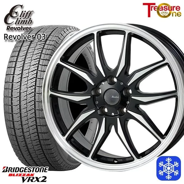 225/45R18インチ ブリヂストン ブリザック VRX2 5H114.3 スタッドレスタイヤホイールセット クリフクライム リボルバー 03