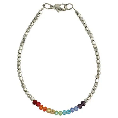 【中古】【未使用・未開封品】Zad Jewelry レインボー スパークル ビーズ アンクレット ブレスレット マルチ