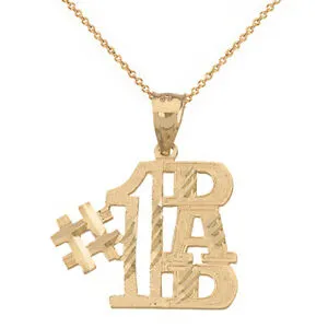 【送料無料】ジュエリー・アクセサリー ソリッドイエローゴールドワンネックレスペンダントsolid 14k giallo oro numero uno 1 papa fathers day collana con ciondolo