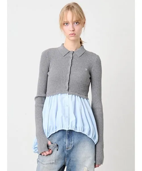 ニット セーター Mashroom Hem Docking Top/マッシュルームヘム ドッキングトップ レディース