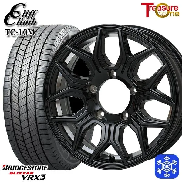 215/70R16インチ ブリヂストン ブリザック VRX3 5H139.7 スタッドレスタイヤホイール4本セット クリフクライム TC10M BK