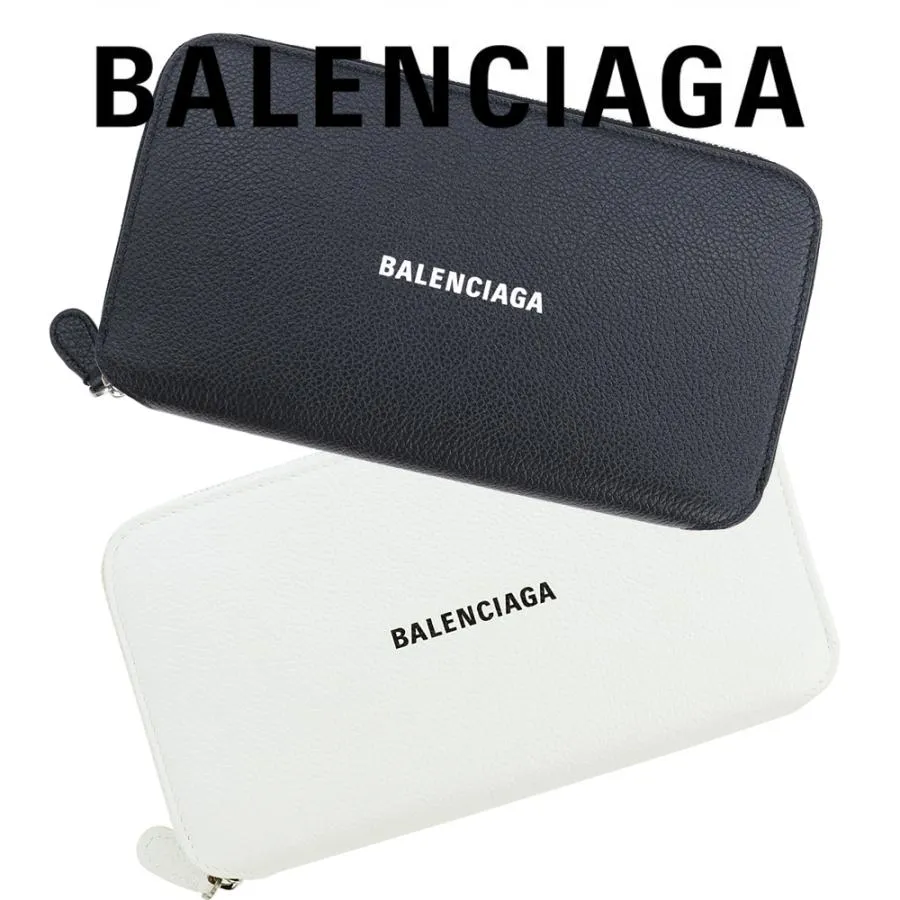 バレンシアガ 財布 長財布 BALENCIAGA ラウンドファスナー  小銭れ付き ブラック ホワイト 選べる2色 レザー じゃばら 大容量 594290