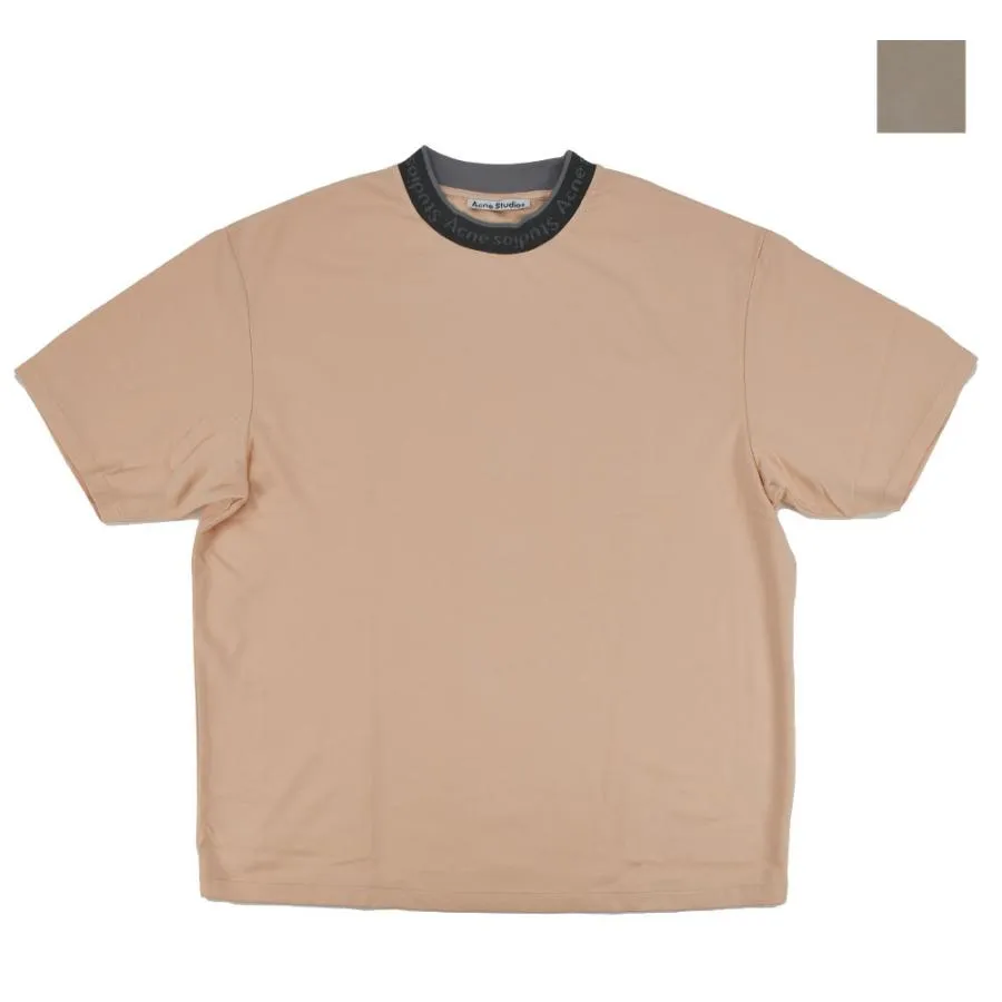 【並行輸入品】アクネストゥディオズ  Tシャツ メンズ カットソー ロゴカラーTシャツ クルーネック 半袖 ベージュ グレー Acne Studios T-SHIRT