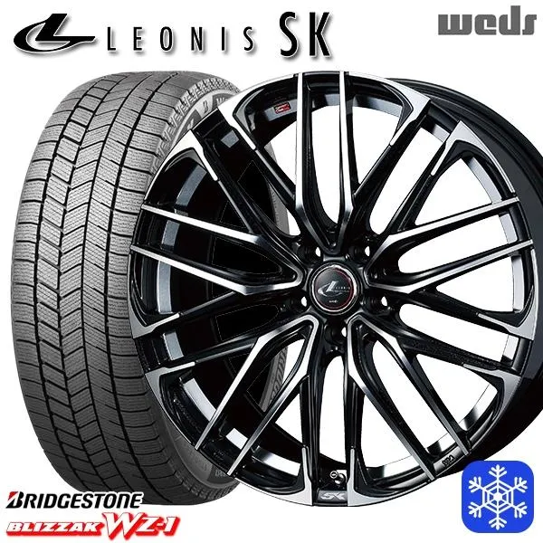 235/55R18インチ ブリヂストン ブリザック WZ-1 WZ1 5H114.3 スタッドレスタイヤホイール4本セット ウェッズ レオニス SK PBMC