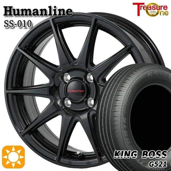 サマータイヤ ホイール4本セット 165/65R14インチ 4H100 ヒューマンライン SS010 BK キングボス G521