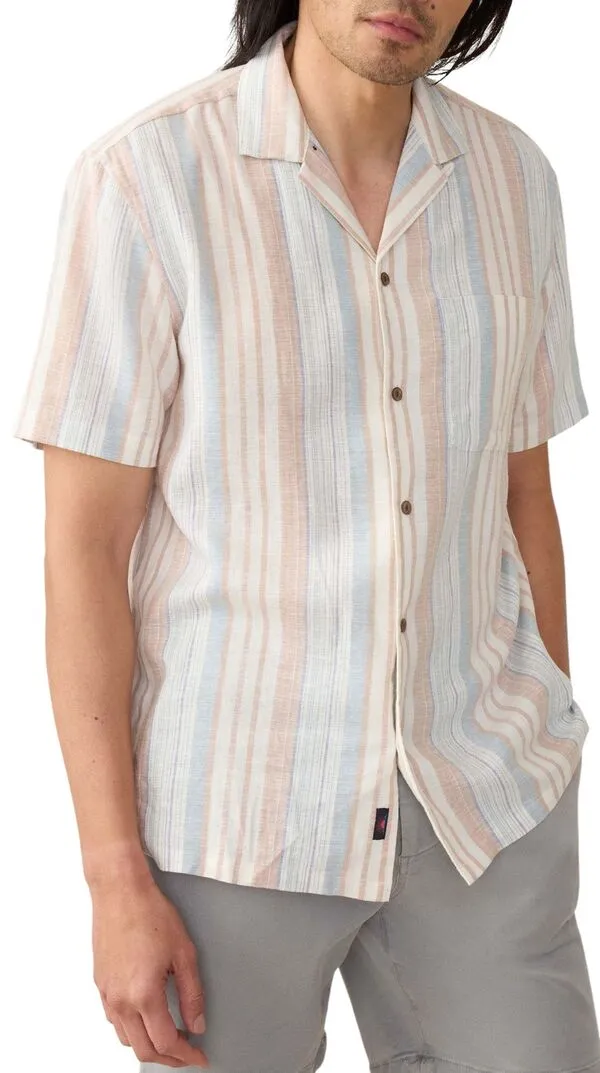 ファレティ メンズ トップス シャツ Faherty Men Breeze Camp Short Sleeve Shirt Golden Beach Stripe ストライプ