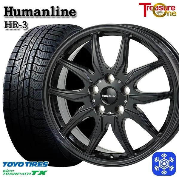 195/60R16インチ TOYO トーヨー ウィンター トランパス TX 5H114.3 スタッドレスタイヤホイールセット ヒューマンライン HR03 BK