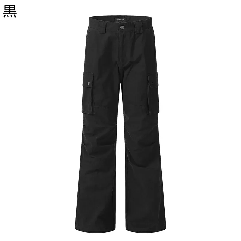 カーゴパンツ メンズ ミリタリー マルチポケット シューカット ブーツカット フレアパンツ ベルボトム ロングパンツ モード系 ハイストリート ヒップホップ おしゃれ デザイン性 3D 春秋冬 長ズボン