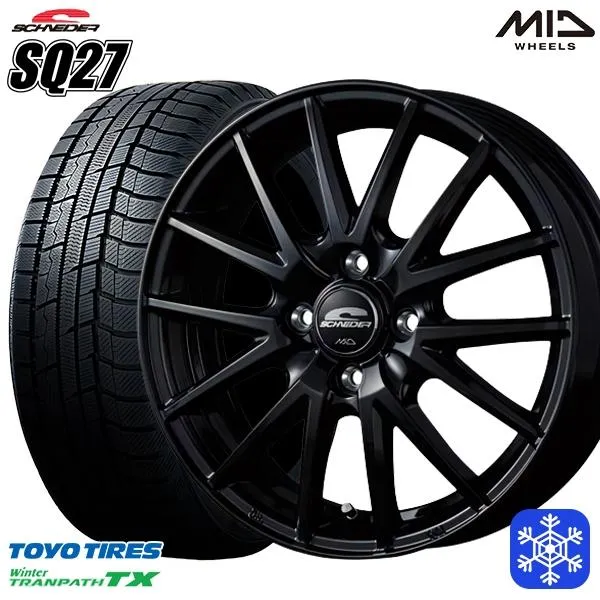 4/17〜19 P10倍 ハスラー 165/60R15インチ TOYO トーヨー ウィンター トランパス TX 4H100 スタッドレスタイヤホイールセット MID SQ27 ブラック