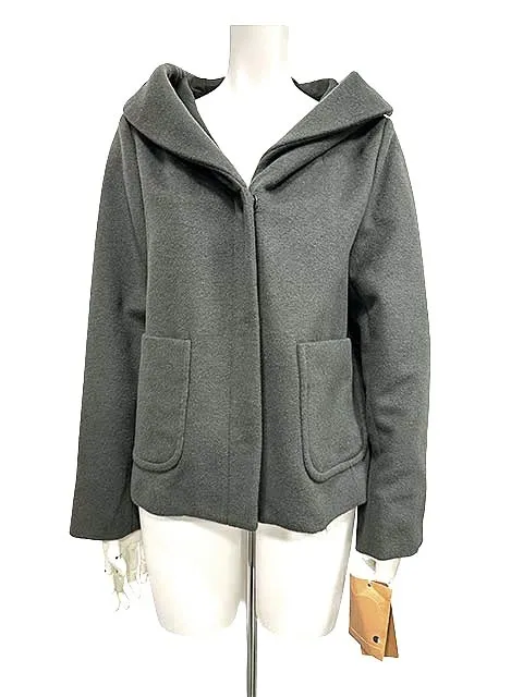 【新古品】【未使用】Leilian WHITE LABEL  レリアンホワイトレーベル コート フーデッドジャケット ショート グレーサイズ9 レディース