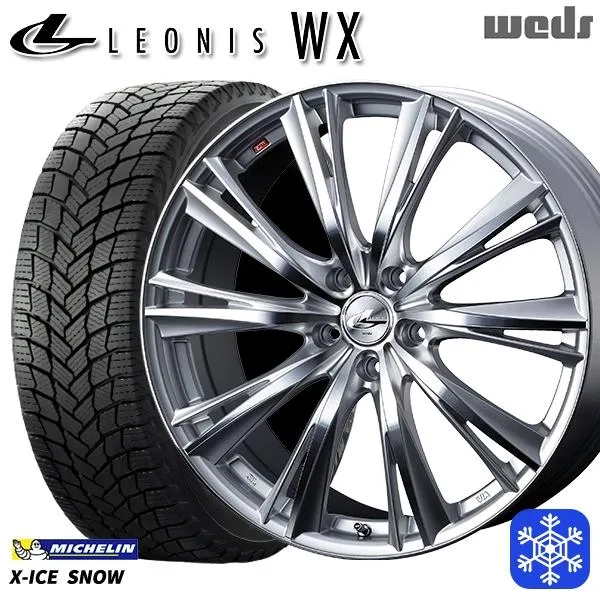 215/45R17インチ ミシュラン エックスアイス スノー X-ICE SNOW 5H100 スタッドレスタイヤホイール4本セット ウェッズ レオニス WX HSMC