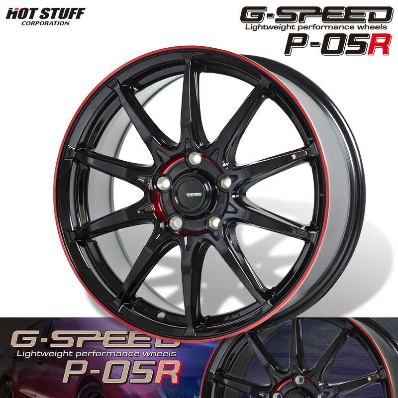 HOTSTUFF Gスピード P-05R 16×6.5J 5H PCD114.3 +48 ブラック＆レッドクリア (BK/RED)