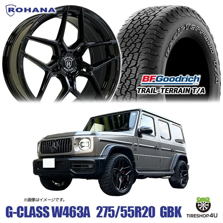 4本セット ROHANA RFX11 20x9.0J 5/130 +30 GB BFGoodrich All-Terrain T/A KO2 275/55R20 ブラックレター Gクラス ゲレンデ 特注サイズ