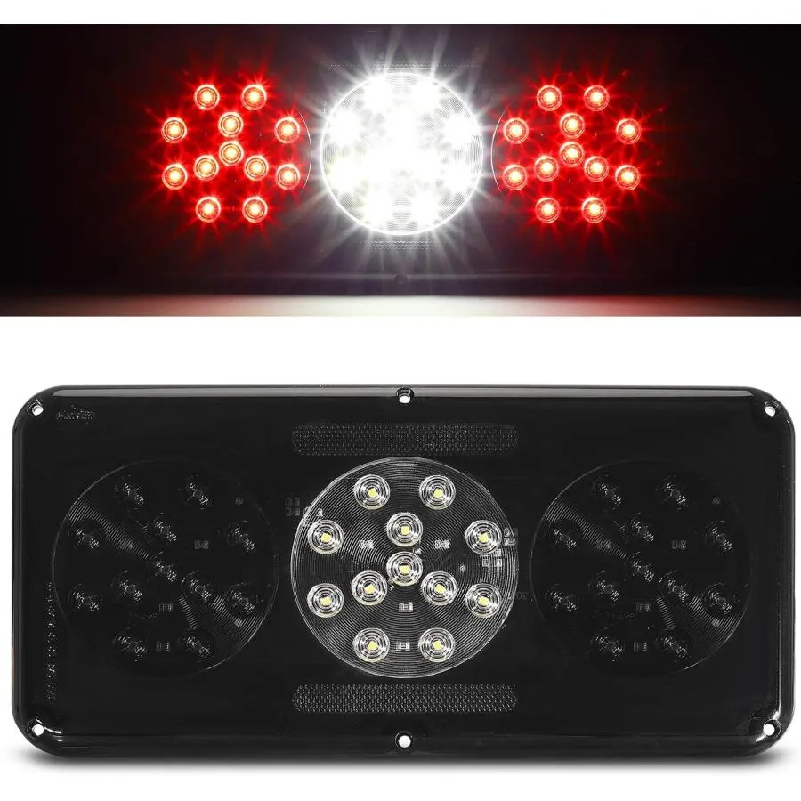 【並行輸入品】 Partsam 1Pc Rectangular Smoked Red Triple LED Trailer Tail Light RV