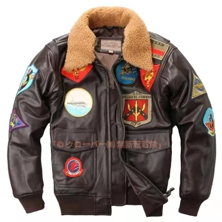 ジャケット フライトジャケット ジャンパー レザージャケット ウール襟 中綿入りゾンチー革ジャン 空軍服 牛革ジャケット ショート丈 防寒 メンズ 男性用