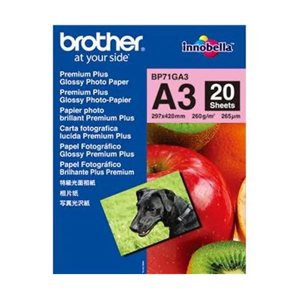 【送料無料】（まとめ）ブラザー 写真光沢紙 A3BP71GA3 1冊（20枚）【×3セット】