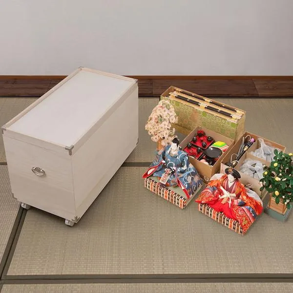 ＼レビューでプレゼント／桐雛人形収納 1段 消臭竹炭シート 収納家具 タンス チェスト 完成品 hi-rh0031 雛人形収納 ひな人形 桐