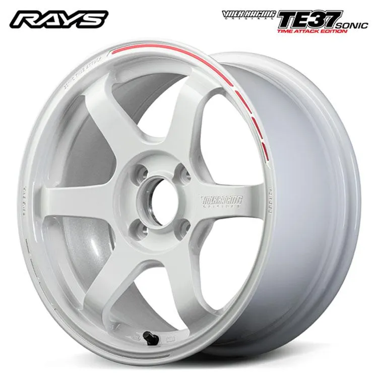 15インチ 4H100 7J 7J+36 4穴 ホイール 【1本単品 新品】 ダッシュホワイト/REDOT(WR) TE37 SONIC TIME ATTACK EDITION 送料無料 レイズ