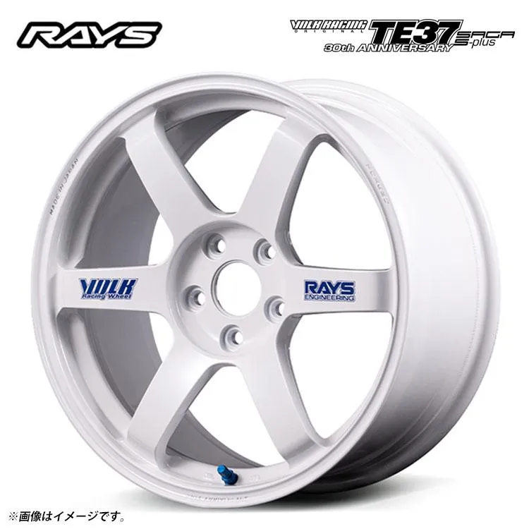18インチ 5H114.3 8.5J 8.5J+35 5穴 ホイール 【1本単品 新品】 ホワイト TE37 SAGA S-plus 30th STICKER Ver 送料無料 レイズ