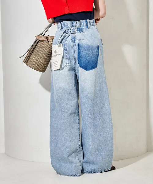 ジーンズ デニム デニムパンツ シンチバックデニムパンツ/ワイドデニムパンツ レディース
