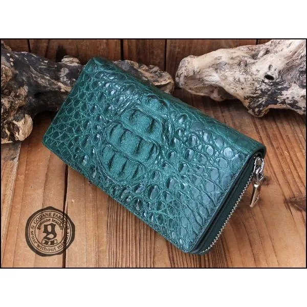 62%オフ ゴダン 財布 父の日 GODANE ラウンドファスナー カイマン クロコダイル ヘッドレザー spcw8035cp DarkGreen ダークグリーン キプロス ワニ革 プレゼント