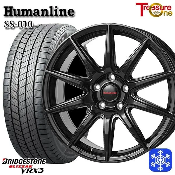 235/50R18インチ ブリヂストン ブリザック VRX3 5H114.3 スタッドレスタイヤホイールセット ヒューマンライン SS010 BK