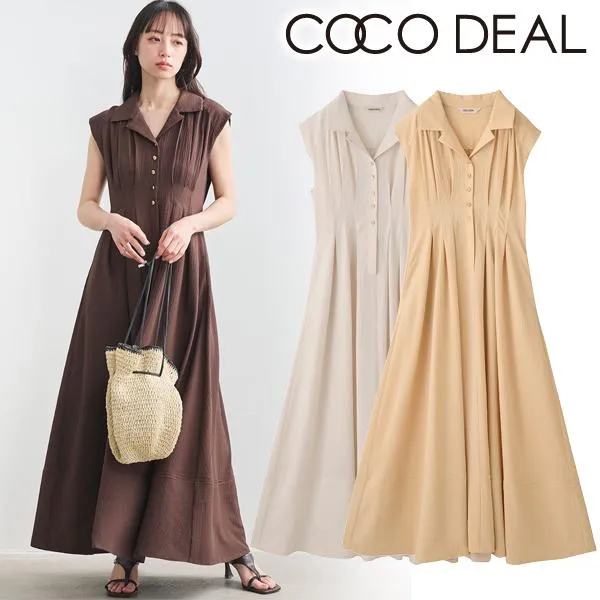 即日発送/COCODEAL ココディール オープンカラーウエストタックワンピース 76315457  2026春夏