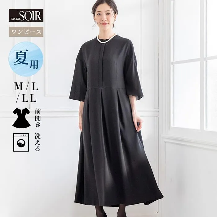 ブラックフォーマル 夏用 洗える ウォッシャブル  おしゃれ レディース 東京ソワール ミセス 礼服 喪服 ワンピース 大きいサイズ  黒 冠婚葬祭 3671201-99