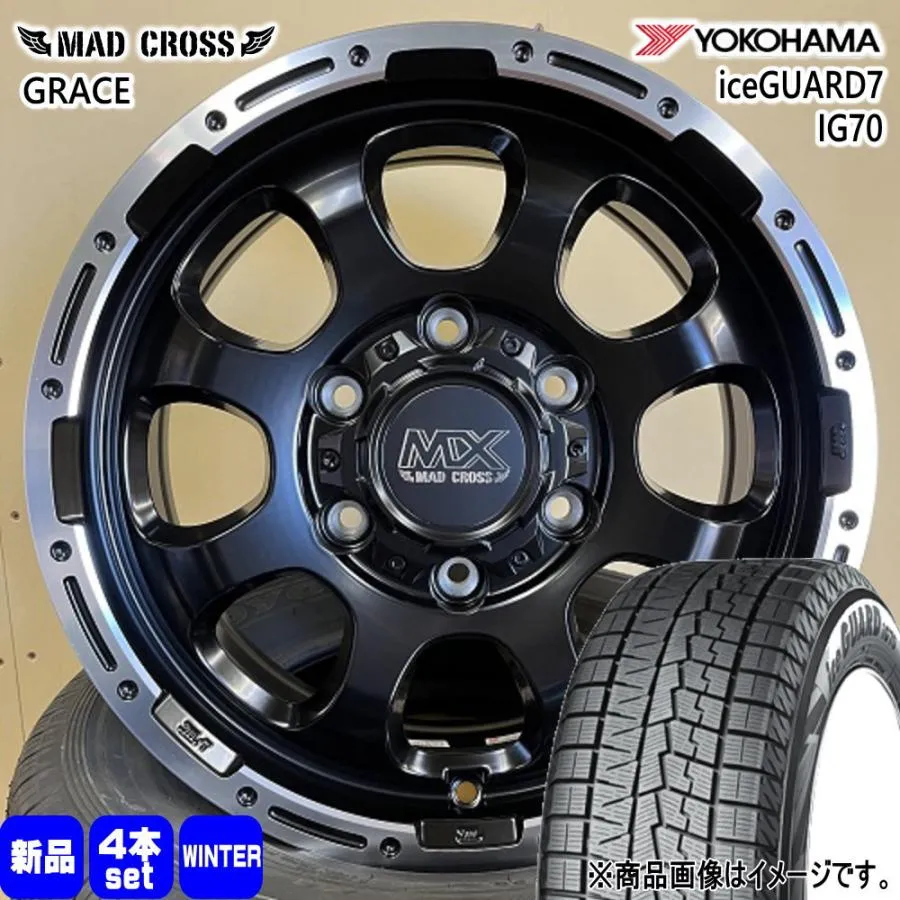 200系 ハイエース 専用  ヨコハマ 215/65R16 98Q iceGUARD7 IG70 冬用 スタッドレスタイヤ MAD CROSS GRACE 16インチ