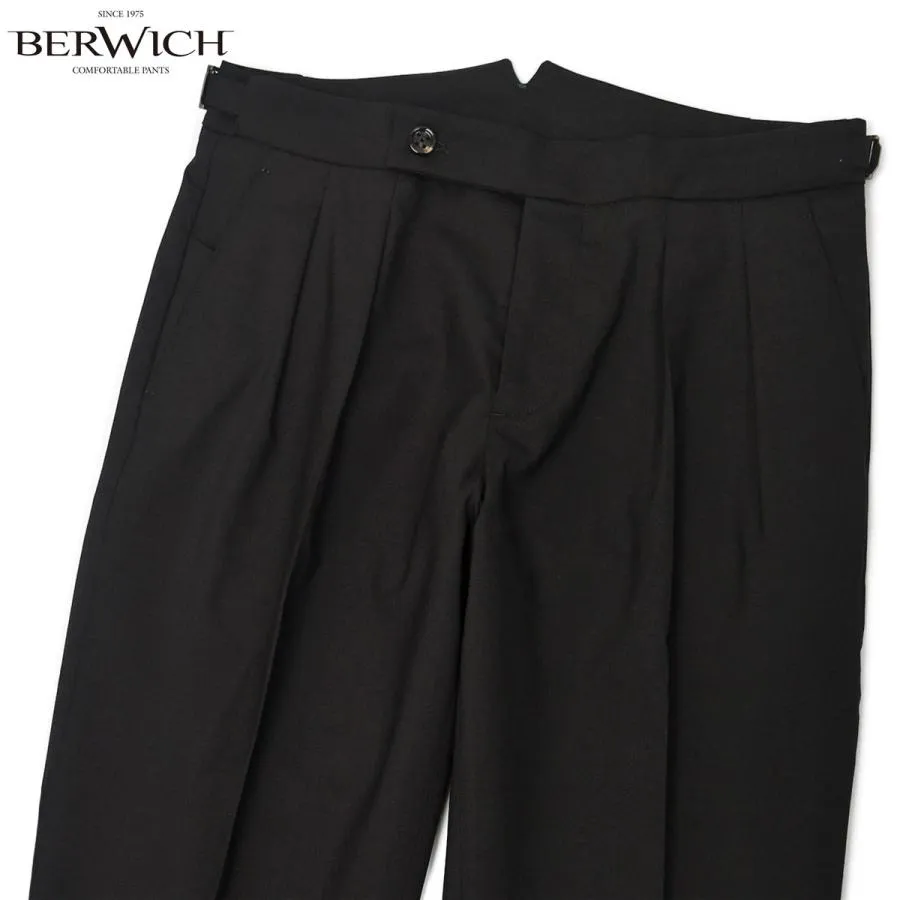 BERWICH【ベルウィッチ】ツープリーツパンツ SCOTCH GT1442X BLACK ウォッシャブルウールポリストレッチ ブラック