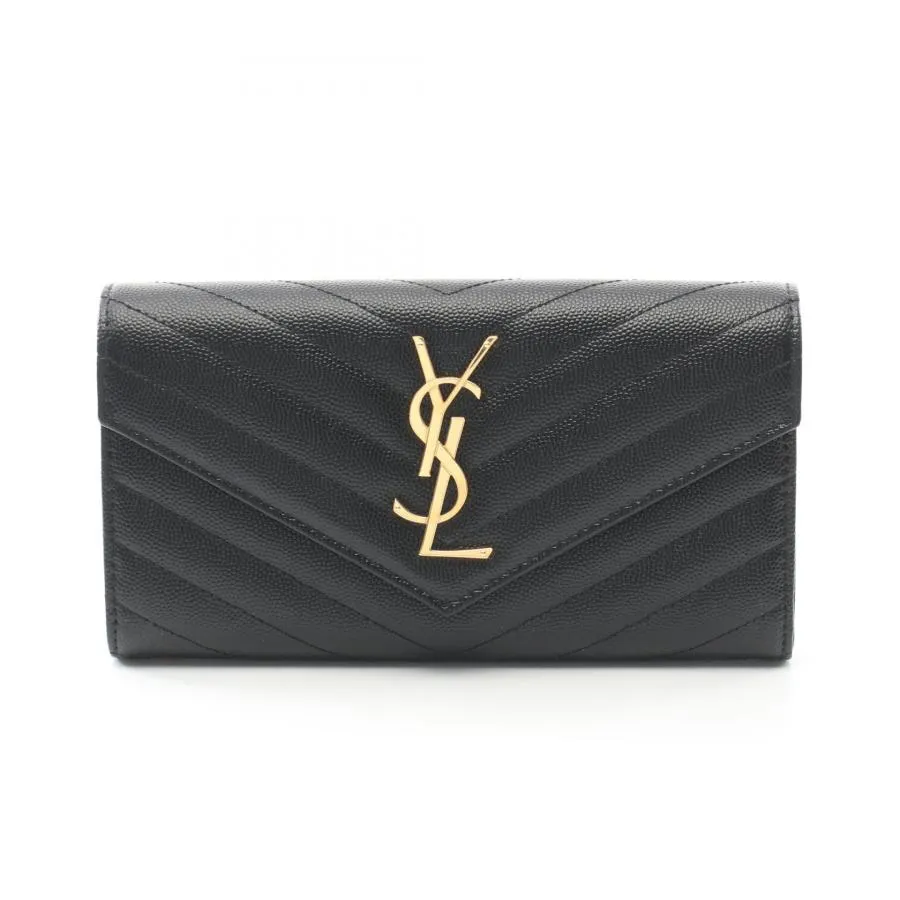 サンローランパリ SAINT LAURENT PARIS モノグラム 二つ折り長財布 財布 レザー ブラック系 372264BOW011000