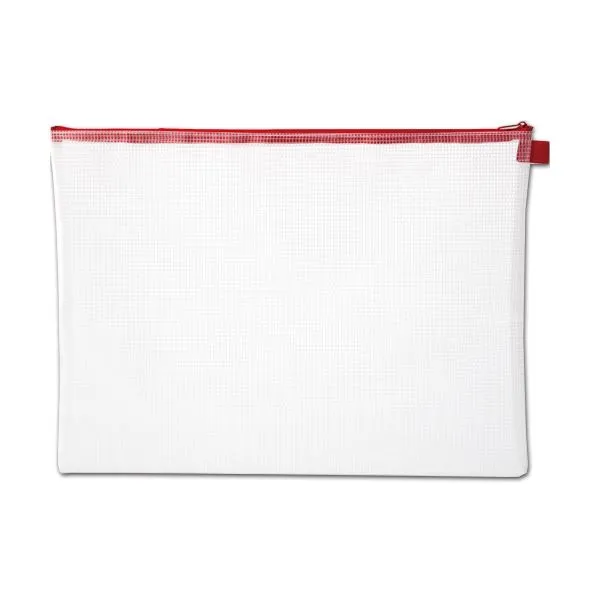 (まとめ）TANOSEE メッシュケース B4タテ305×ヨコ410mm 赤 1セット(20枚)【×3セット】
