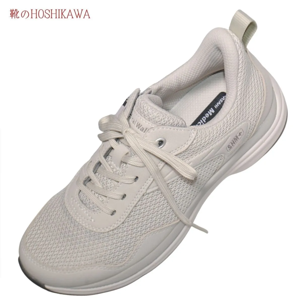 『Medical Walk L031』 22cm～25cm EEEE アサヒ メディカルウォーク レディース アイボリー カジュアル レースアップ 天然皮革 メッシュ