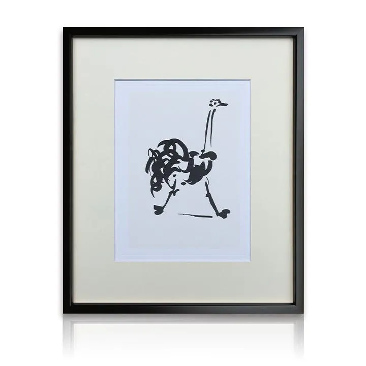 アートパネル Pablo Picasso パブロ・ピカソ L'autuche ダチョウ 玄関 おしゃれ キュビスム ヒーリング 癒し モノクロ 絵画 フレーム付き ssx