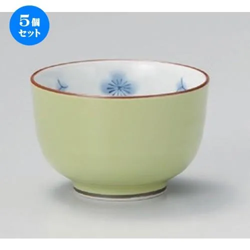 5個セット ☆ 有田焼煎茶 ☆緑彩幸梅仙茶 [ 8 x 5.5cm (150cc) 110g ] 【 料亭 旅館 和食器 飲食店 業務用 和カフェ 甘味処 】