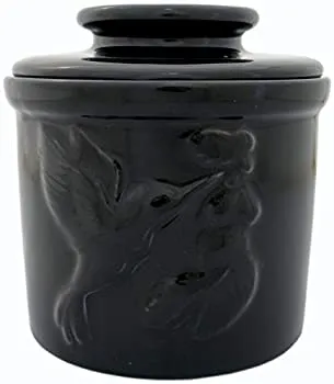 【中古】【輸入品・未使用】JBK 陶器 ハチドリ バタークロック - ブラック