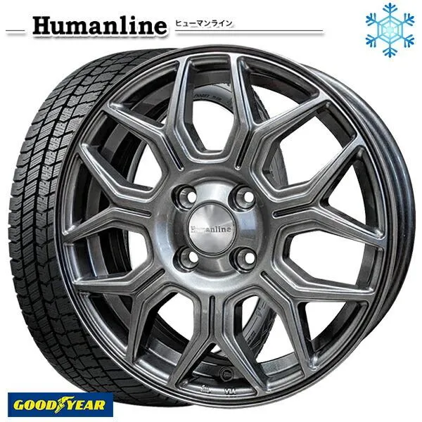 175/65R15インチ グッドイヤー アイスナビ8 ICE NAVI8 4H100 スタッドレスタイヤホイール4本セット ヒューマンライン HS10M DG