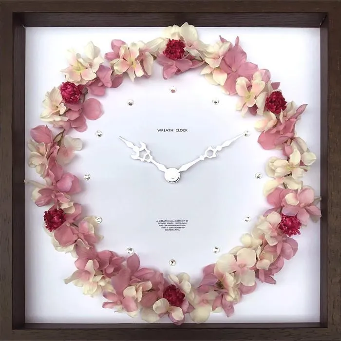 Weath Clock ハイドレンジア ピンク アジサイ Weath Clock Hydrangea pink 300x300x50 snw-cwc-52878 送料無料 北欧 モダン 家具 インテリア ナチュラル テ