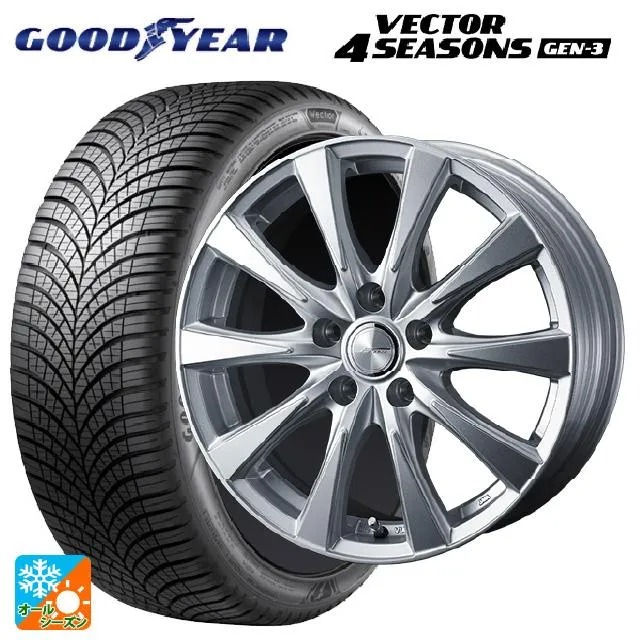送料無料 オールシーズンタイヤホイール 4本セット 225/55R17 101Y XL グッドイヤー ベクター4シーズンズ ジェン3 ウェッズ ジョー